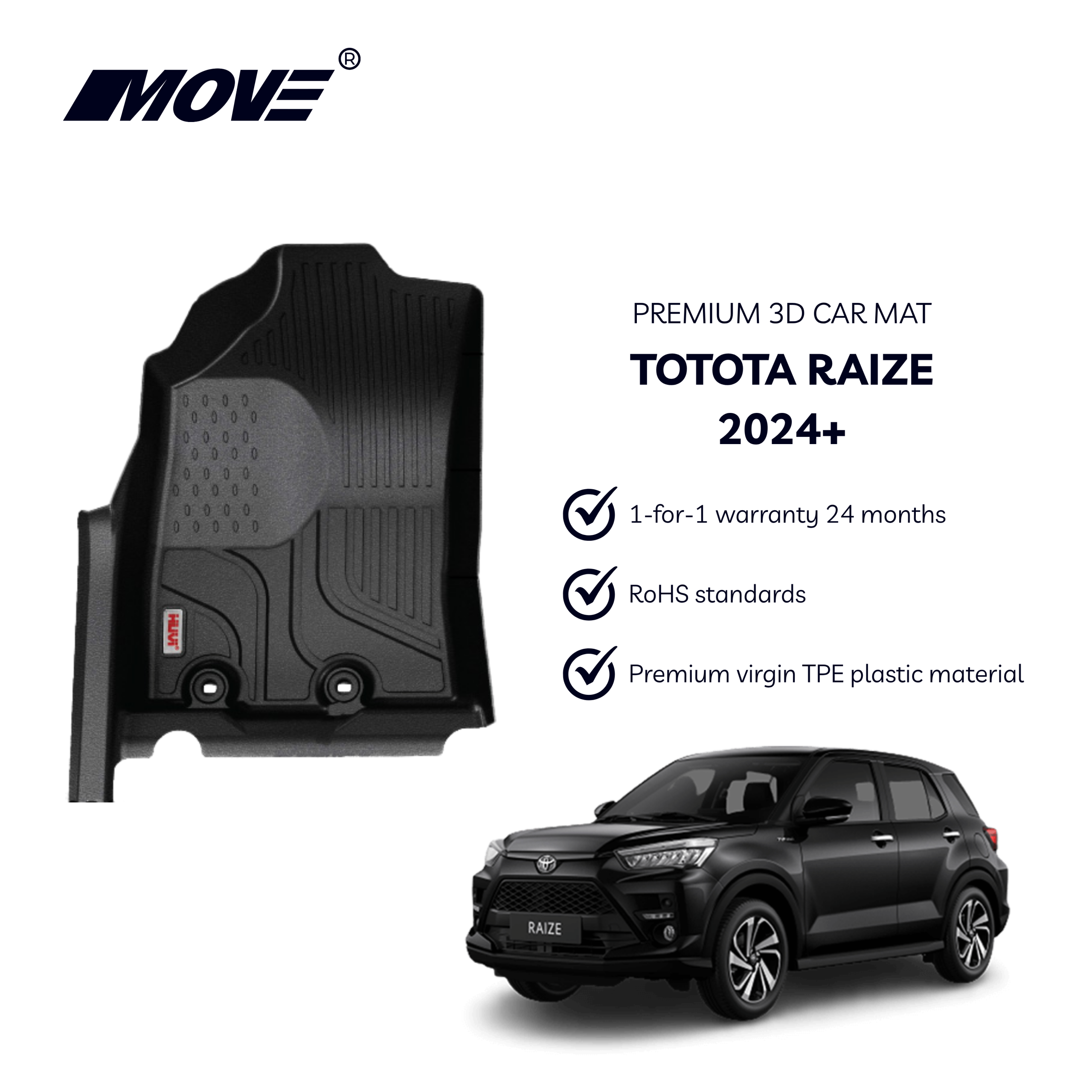 All-Weather 3D Floor Mats Perfect Fit for Toyota Raize 16 All-Weather 3D Floor Mats Perfect Fit for Toyota Raize