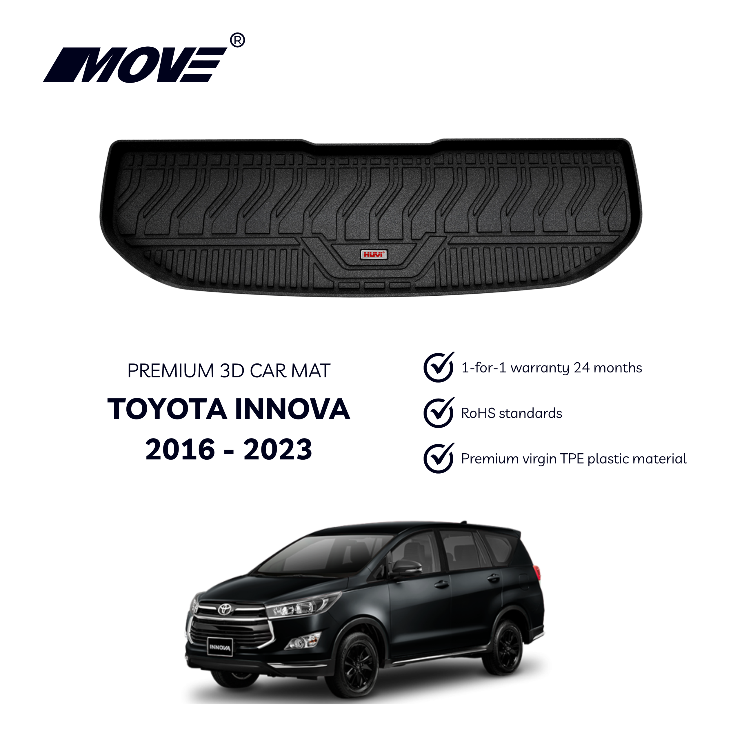 All-Weather 3D Trunk Mat Perfect Fit for Toyota Innova (2016 - 2023) 12 All weather 3D trunk mat perfect fit for Toyota Innova