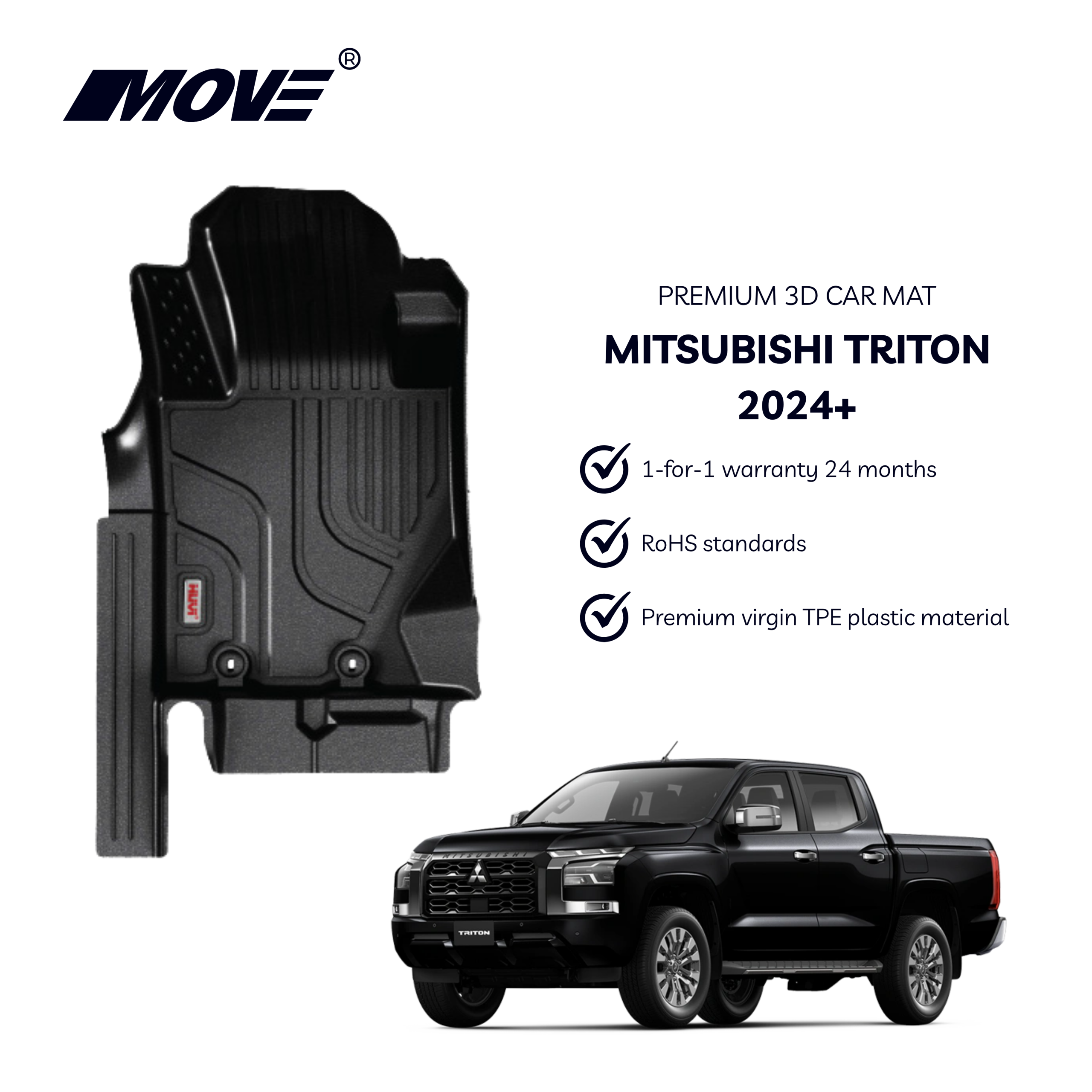 All-Weather 3D Floor Mats Perfect Fit for Mitsubishi Triton 16 All-Weather 3D Floor Mats Perfect Fit for Mitsubishi Triton