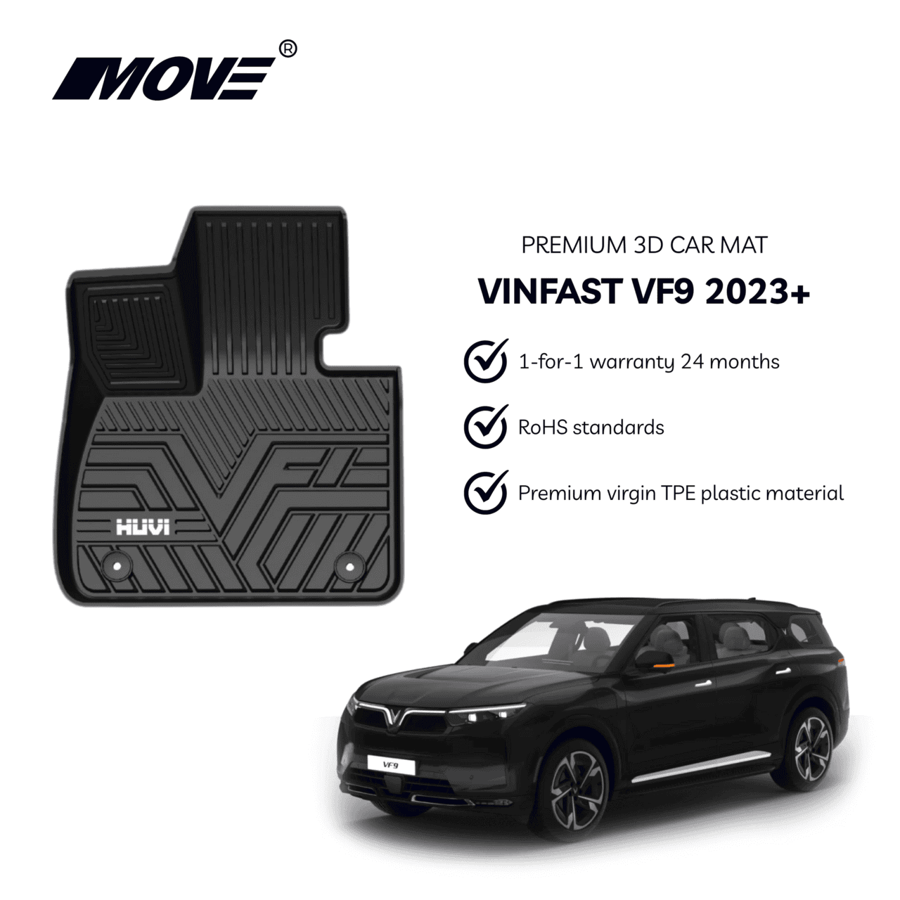 All-Weather 3D Floor Mats Perfect Fit for VinFast VF9 15 All weather 3D floor mats perfect fit for Vinfast VF9