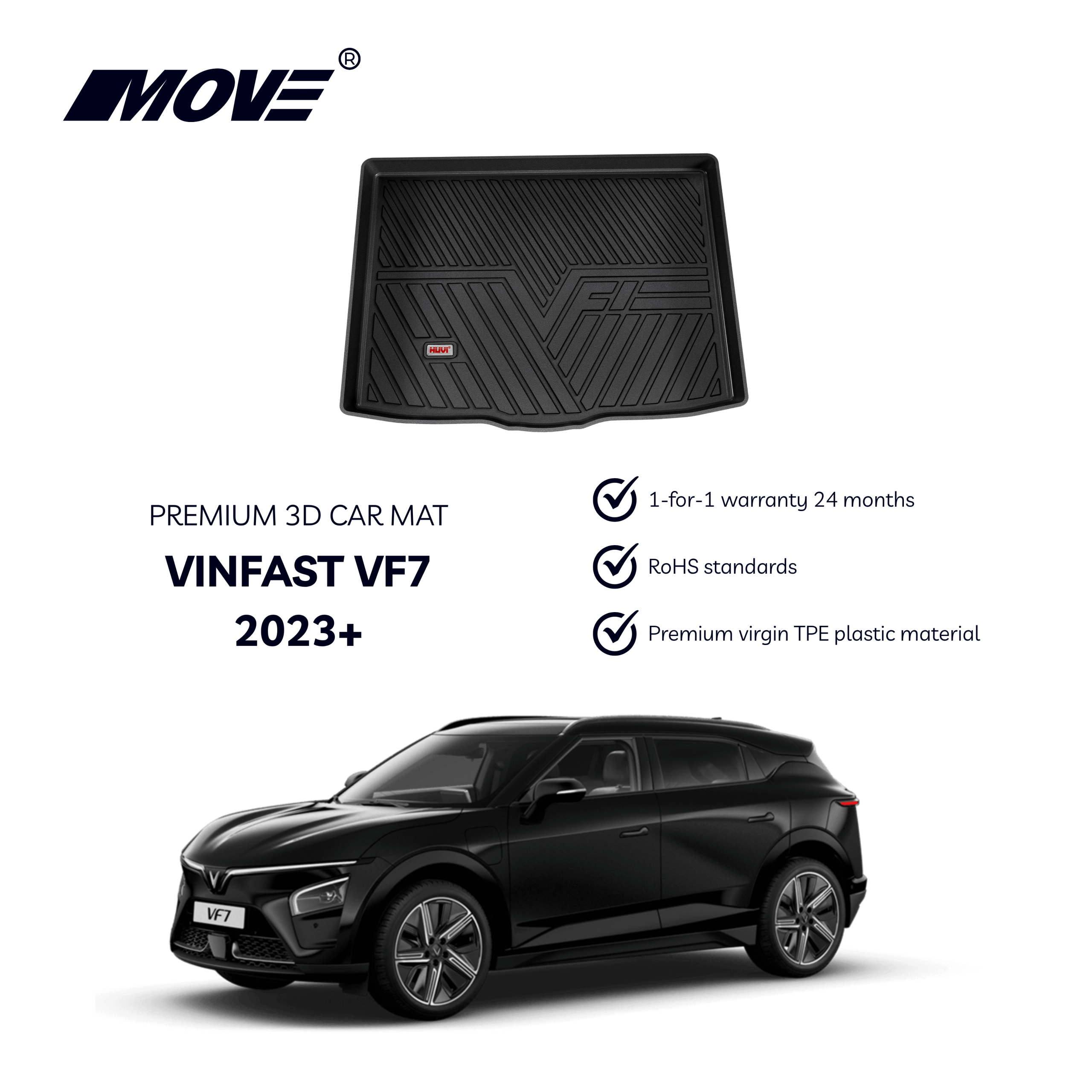 All-Weather 3D Trunk Mat Perfect Fit for Vinfast VF7 (2-Piece Option) 14 All weather 3D trunk mat perfect fit for Vinfast VF7