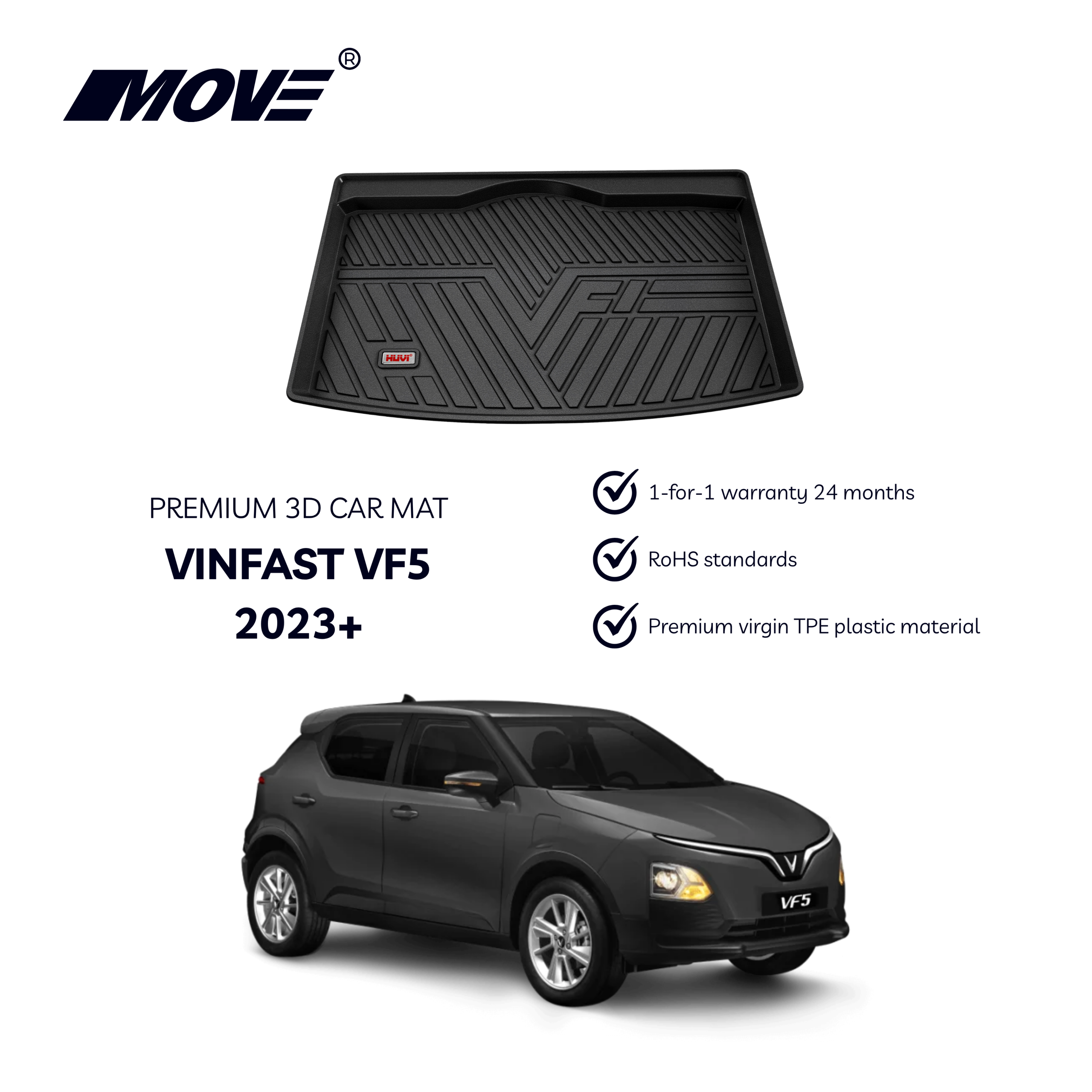 All weather 3D trunk mat perfect fit for Vinfast VF5