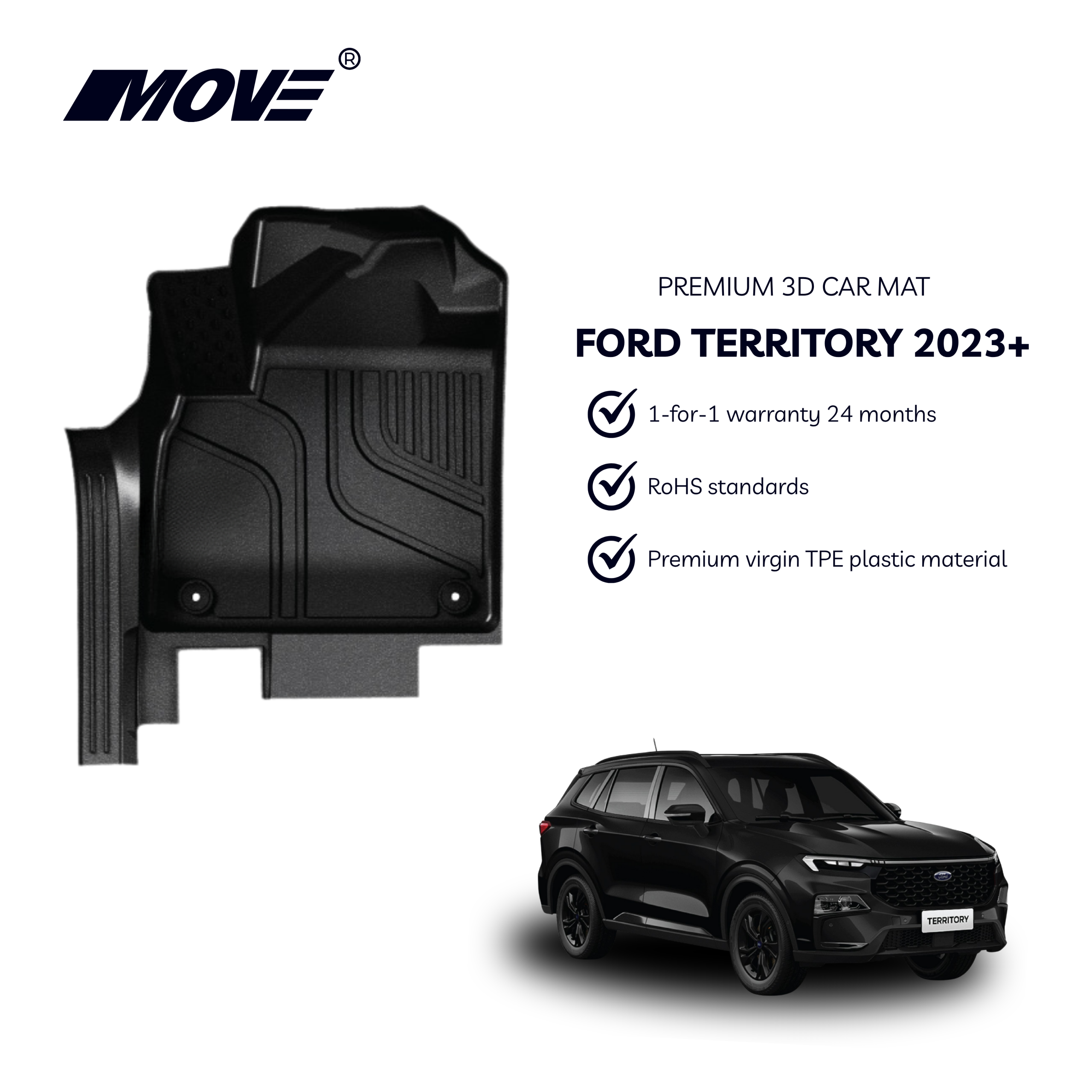 All-weather 3D Floor Mats Perfect Fit for Ford Territory 15 ZINGMOVE 3D Floor Mats for Ford Territory
