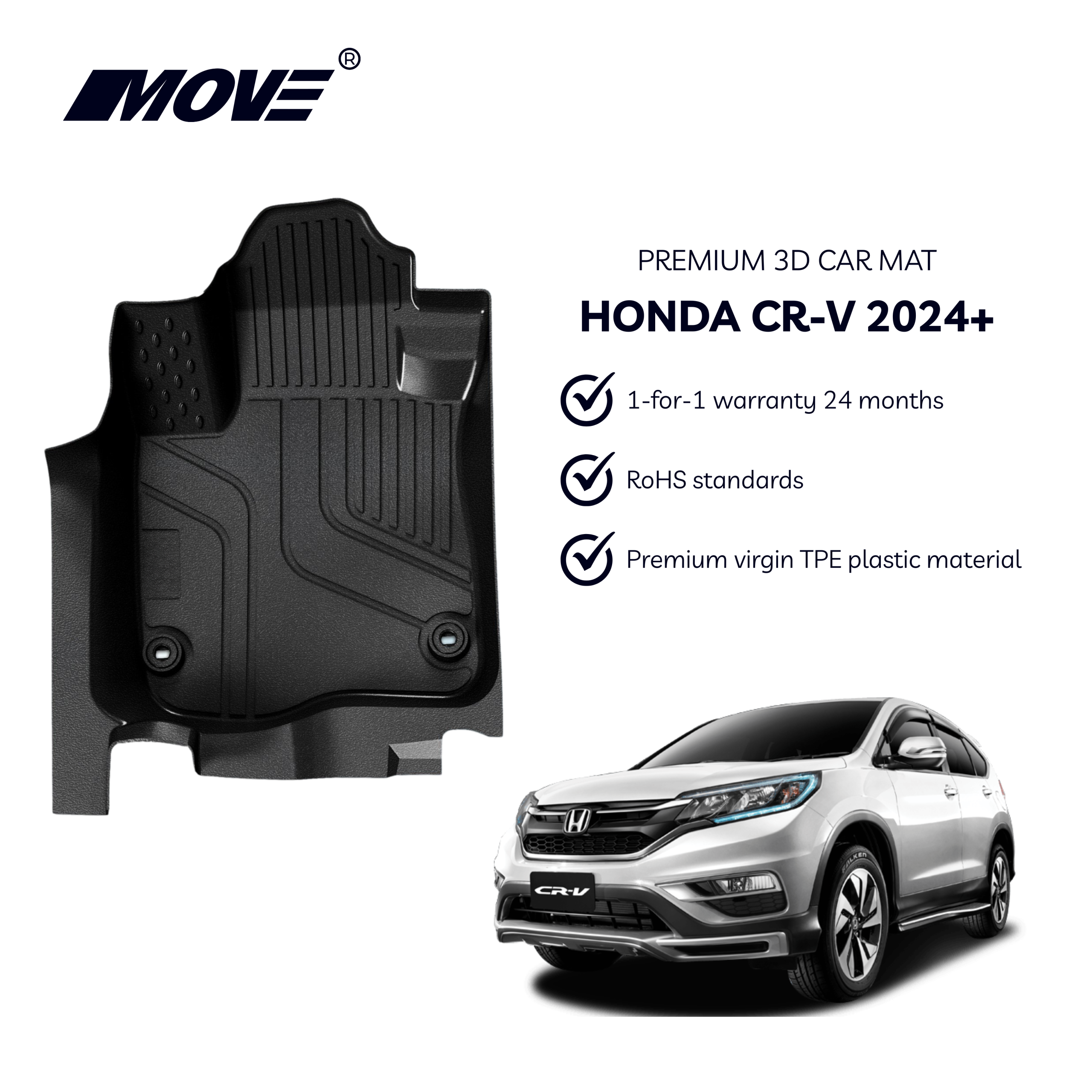 All weather 3D floor mats perfect fit for Honda CR-V 2024