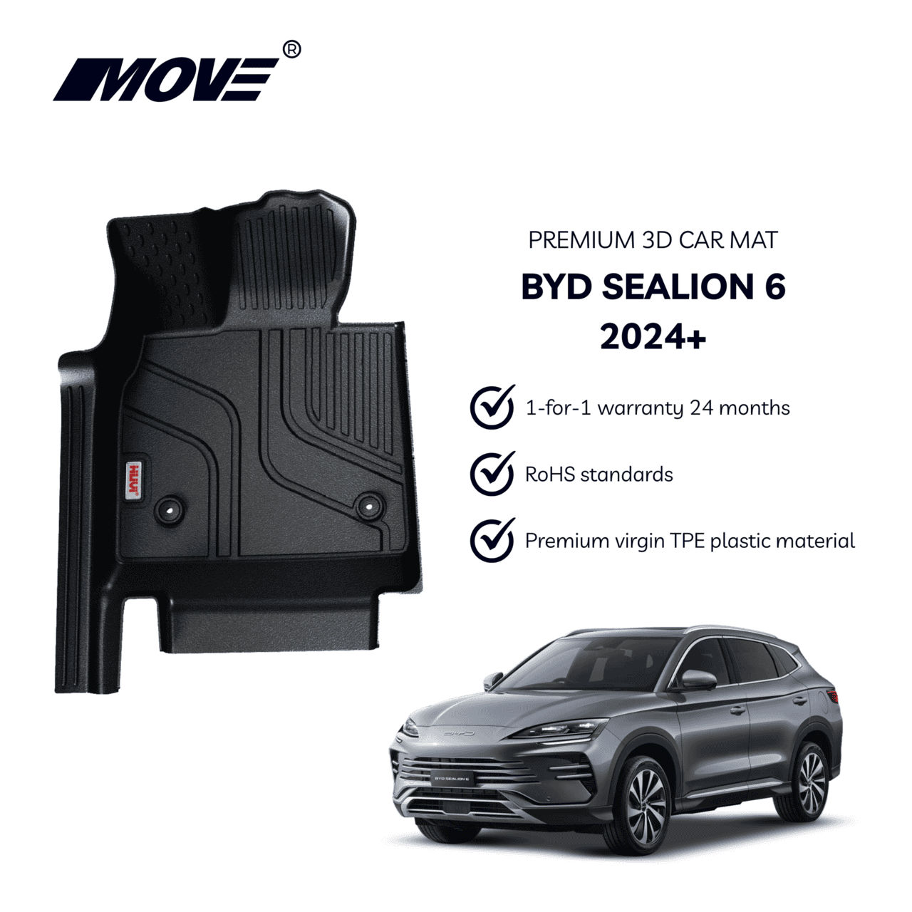 All weather 3D floor mats perfect fit for BYD Sealion 6