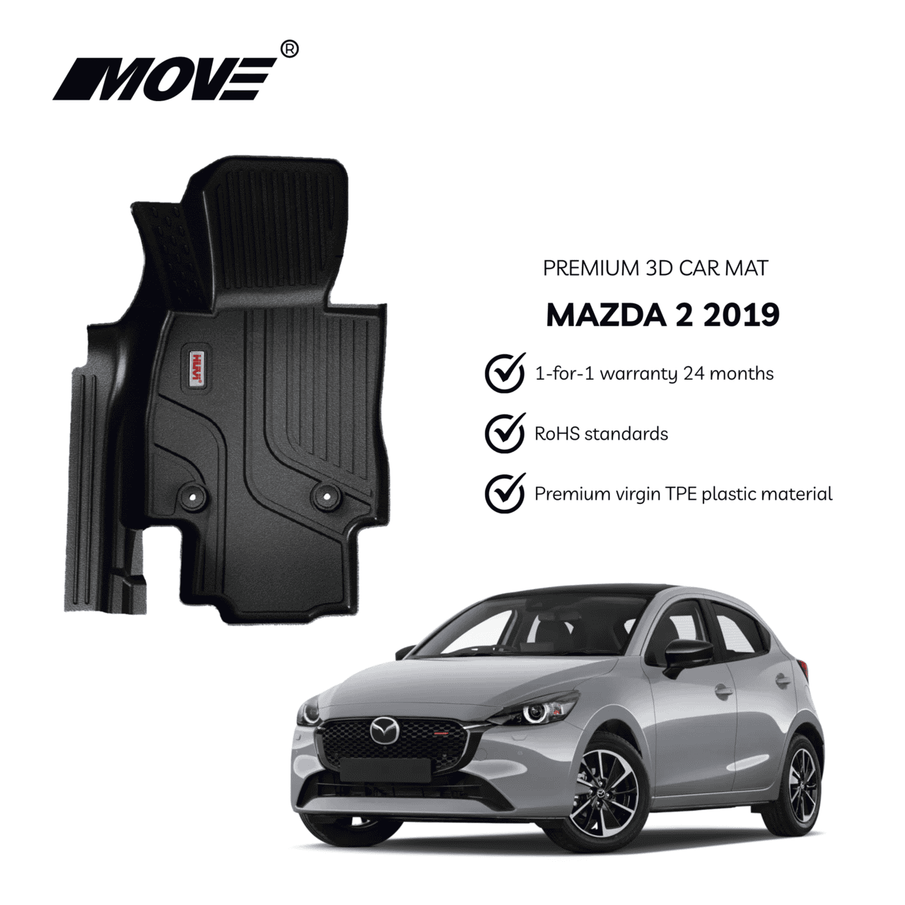 All-Weather 3D Floor Mats Perfect Fit for Mazda 2 15 All-Weather 3D Floor Mats Perfect Fit for Mazda 2