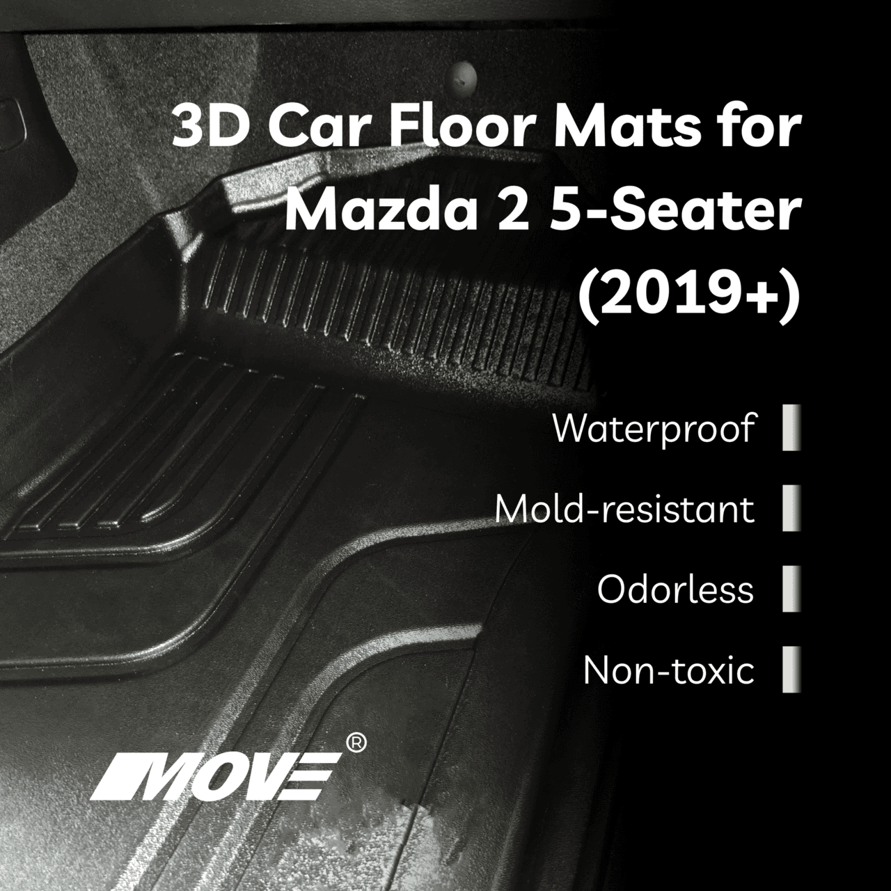 All-Weather 3D Floor Mats Perfect Fit for Mazda 2 19 All-Weather 3D Floor Mats Perfect Fit for Mazda 2